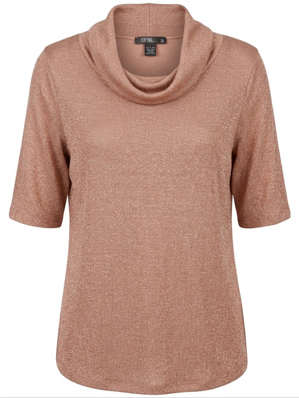 Cure Metallic Dusty Rose Cowl Neck Women's Sweater